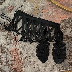 Black gladiator sandals